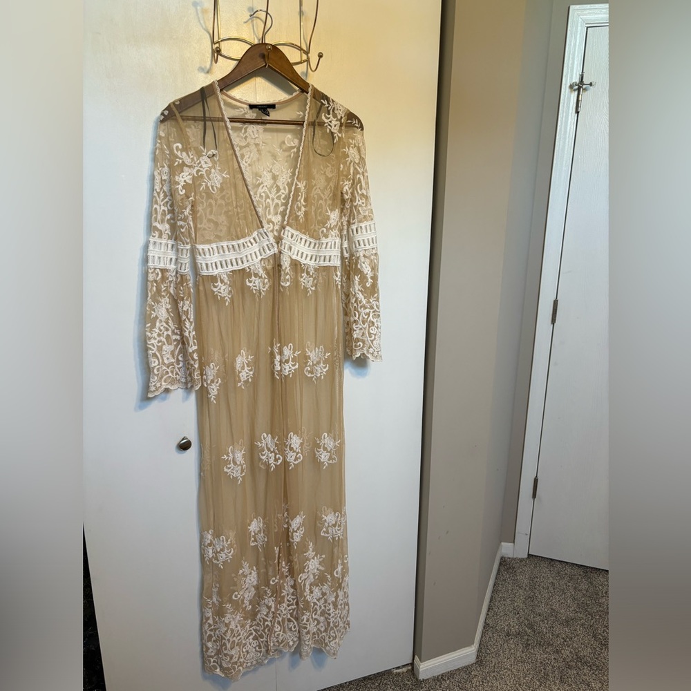 Forever 21 sheer tan beach and pool cover.